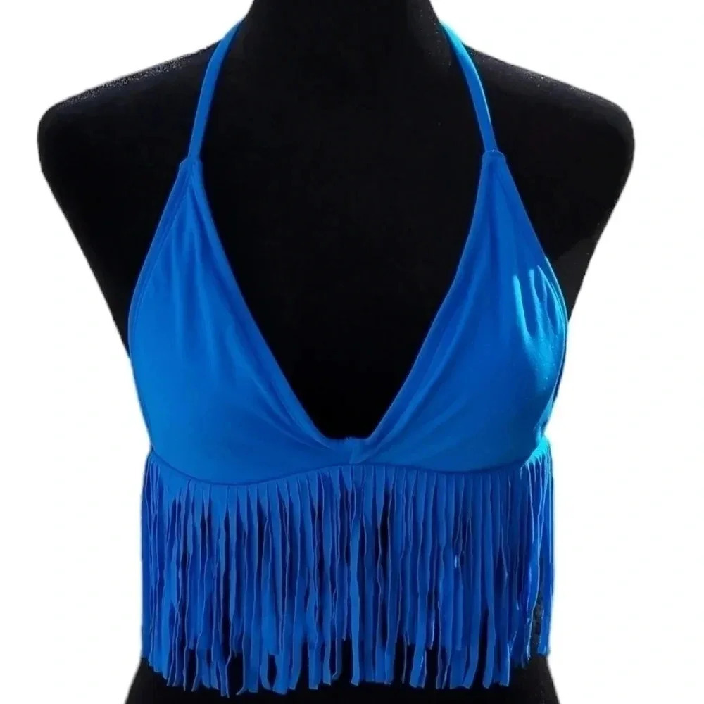 Body Glove Blue Fringe Bikini Top Womens XS - Picture 2 of 10